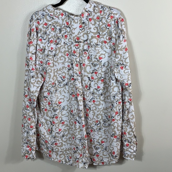 Charter Club Women’s Floral Print Long Sleeves Button Down Hi Low Shirt Size XL - Picture 4 of 7